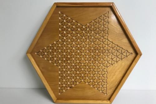 1970's Handcrafted Chinese Checkers / Checkers Board and Pieces