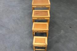 Antique Nesting Tables Set Featuring Wood Carvings