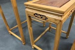 Antique Nesting Tables Set Featuring Wood Carvings