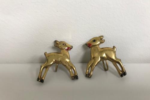 1960's Large Brass Deer Earrings (Clamping)