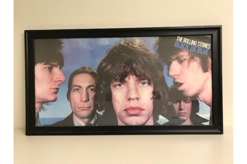 Vintage Framed Rolling Stones Black and Blue Tour Poster