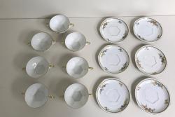 MZ Altrohlau CMR Czechoslovokia Golden Pheasant Octagon China Tea Set