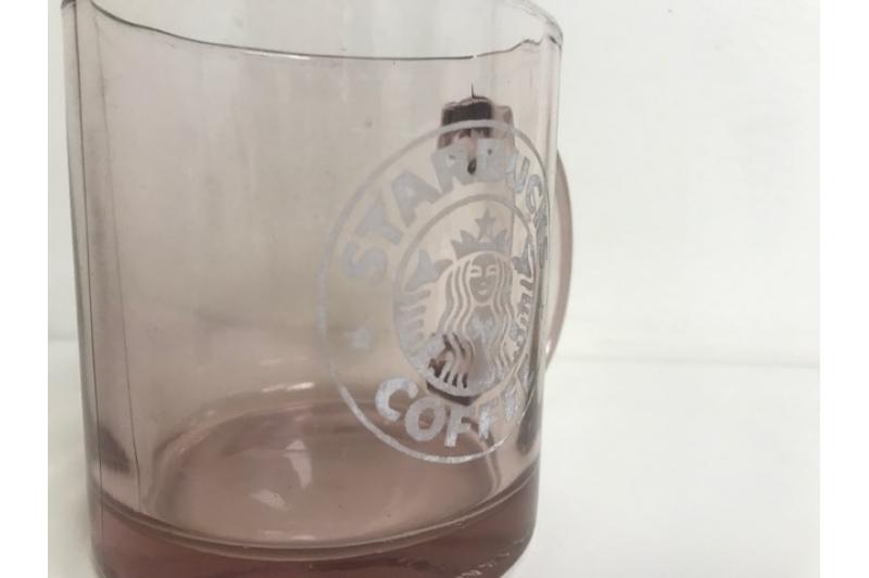 Vintage 1990's Starbucks Clear Purple Glass 10 oz Mug