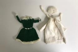 Vintage Barbie Green and White Dresses with Hat