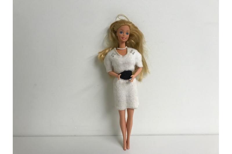 Vintage Barbie Doll with White coat and Purse