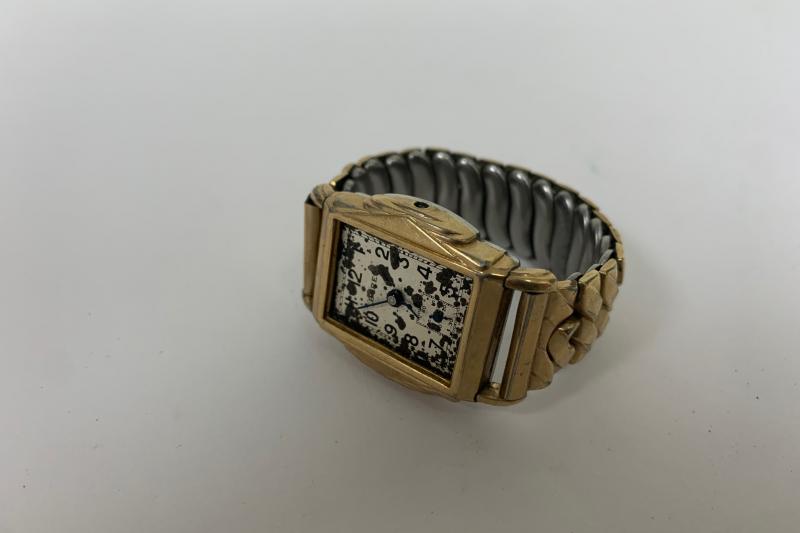Gold Rectangular Swiss Made Watch (For Repair)
