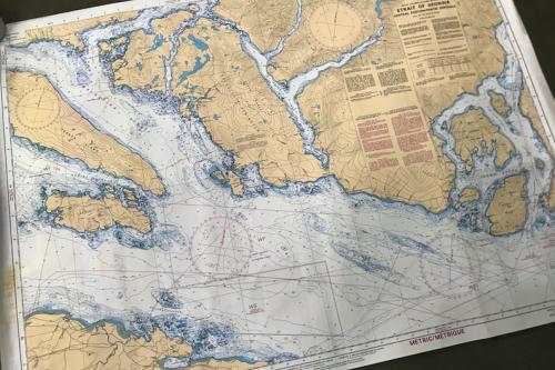 Strait of Georgia Nautical / Topographic Map Poster